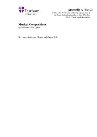 Download the full-sized PDF of Musical compositions of Rev. John Bacchus Dykes (1823-1876), forming Appendix A part 2 of the thesis "The Life, Works and Enduring Significance of the Rev. John Bacchus Dykes MA., Mus.Doc" by Graham Cory (2016)