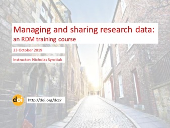 Download the full-sized PDF of Managing and sharing research data:​  an RDM training course [other]