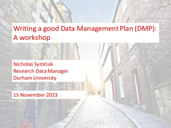 Download the full-sized PDF of Writing a good Data Management Plan : a workshop held on 15 November 2023 [slides]