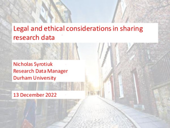 Download the full-sized PDF of Legal and ethical considerations in sharing research data