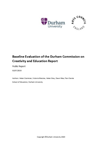 Download the full-sized PDF of Baseline Evaluation of the Durham Commission on Creativity and Education Report