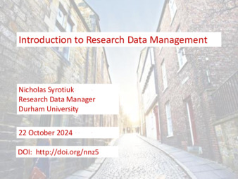 Download the full-sized PDF of Introduction to Research Data Management : a training course